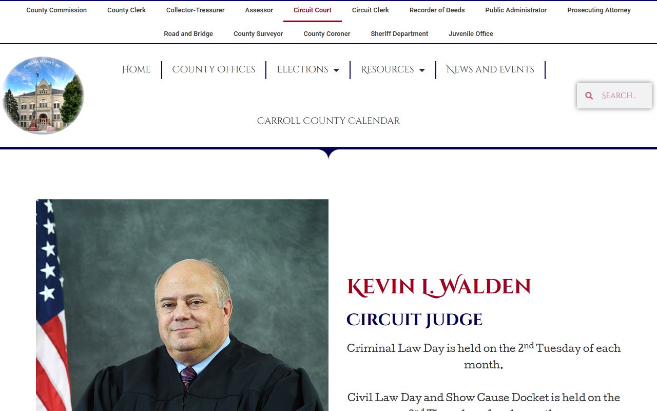 Carroll County court records Circuit Court law day schedule