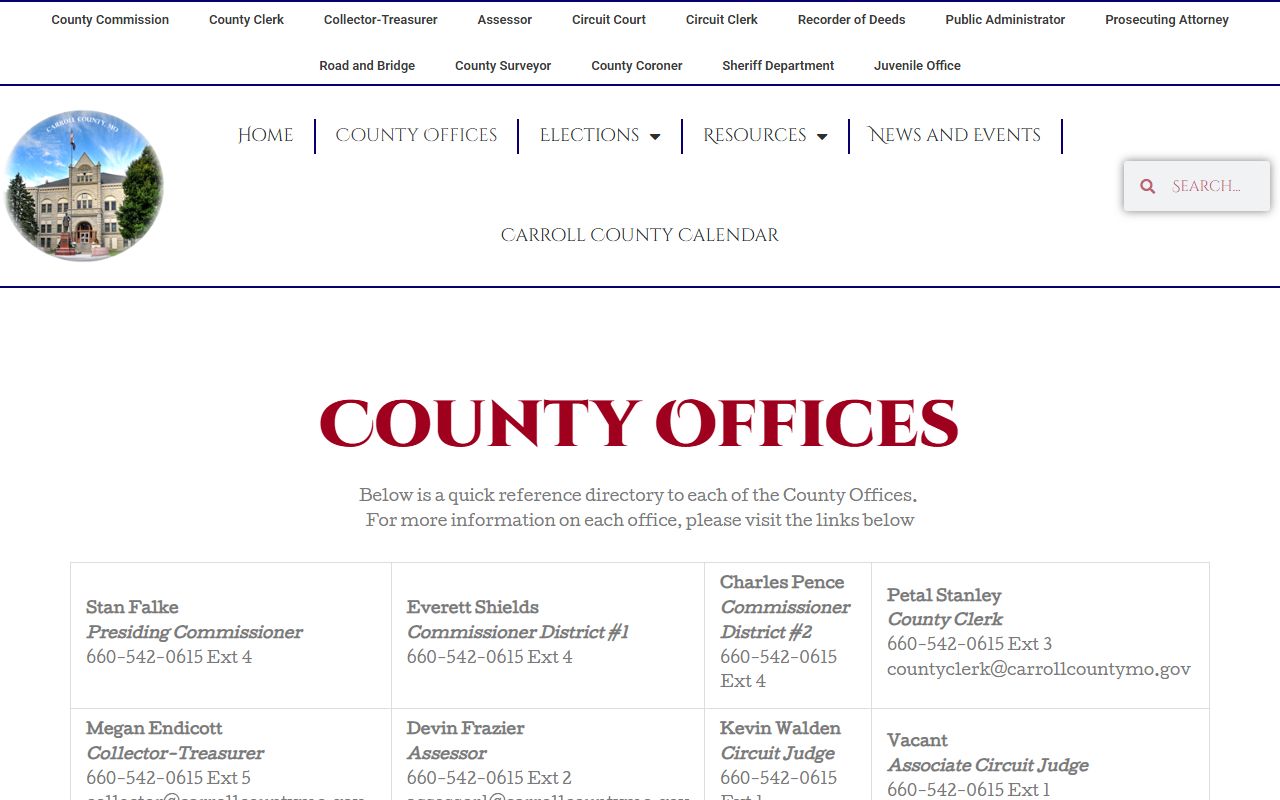 Carroll County court records county office directory