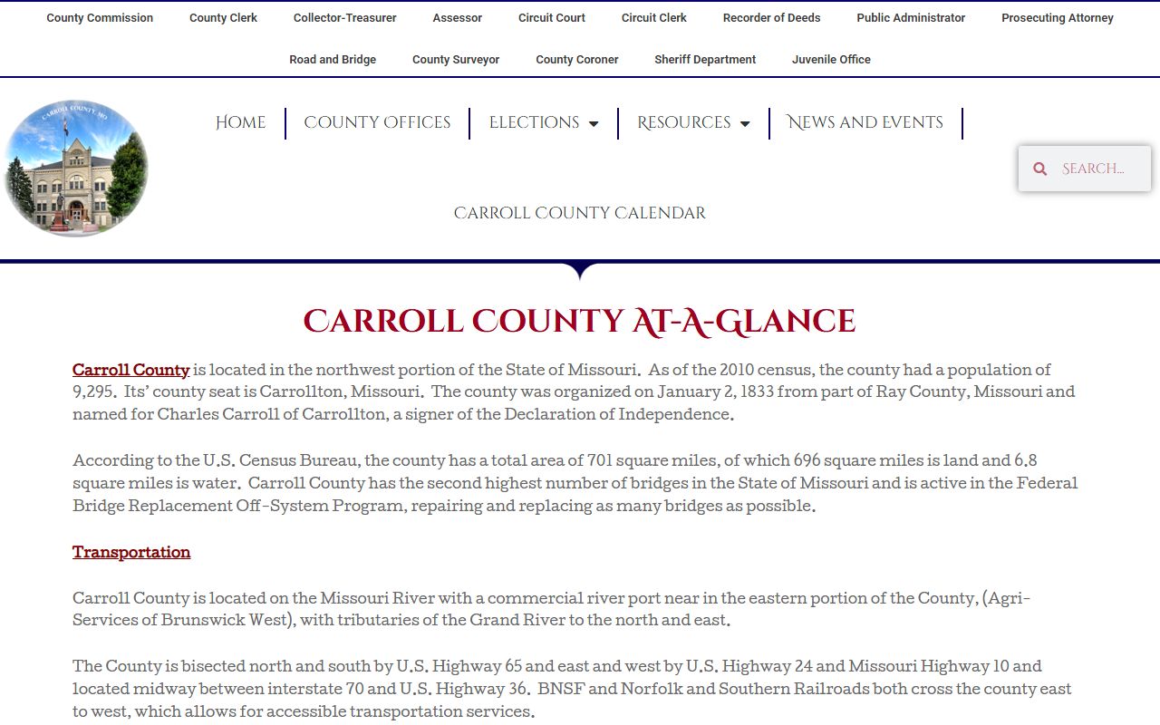 Carroll County court records county facts and courthouse travel context