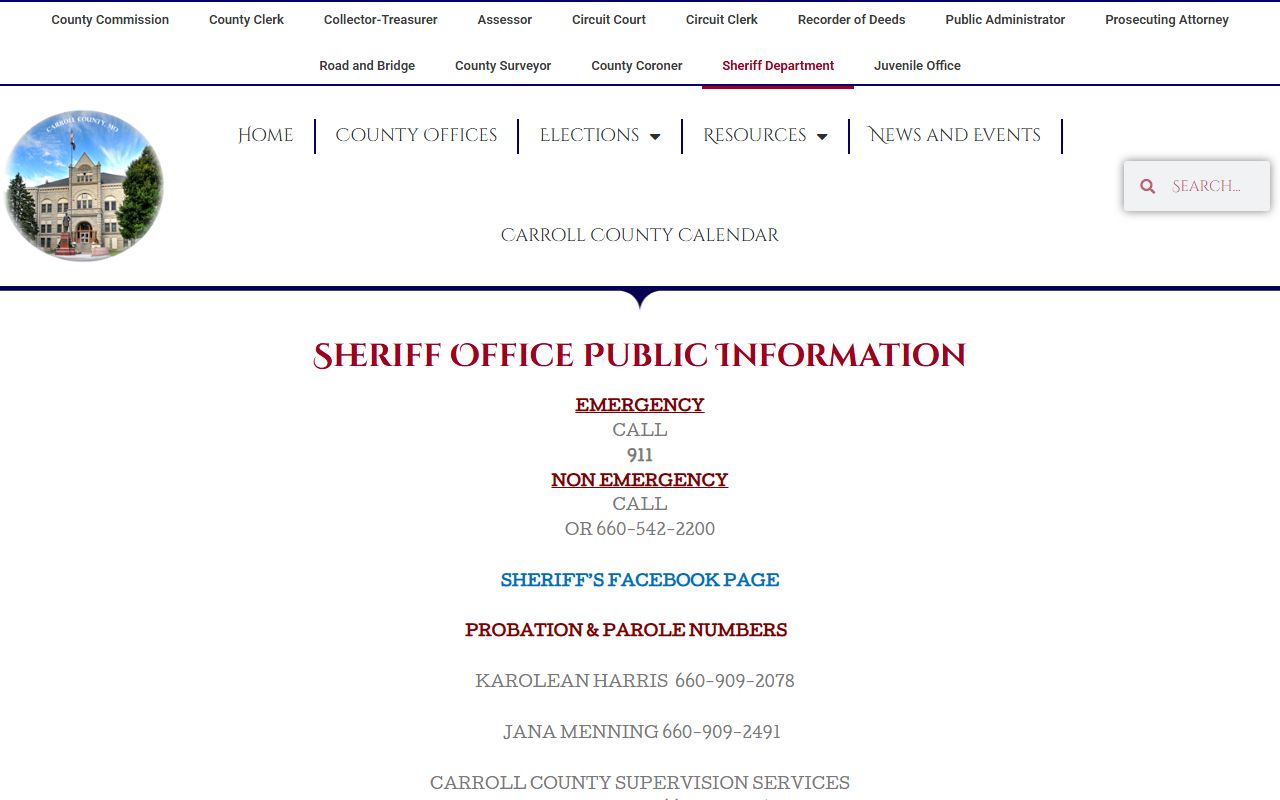Carroll County arrest records sheriff contact page
