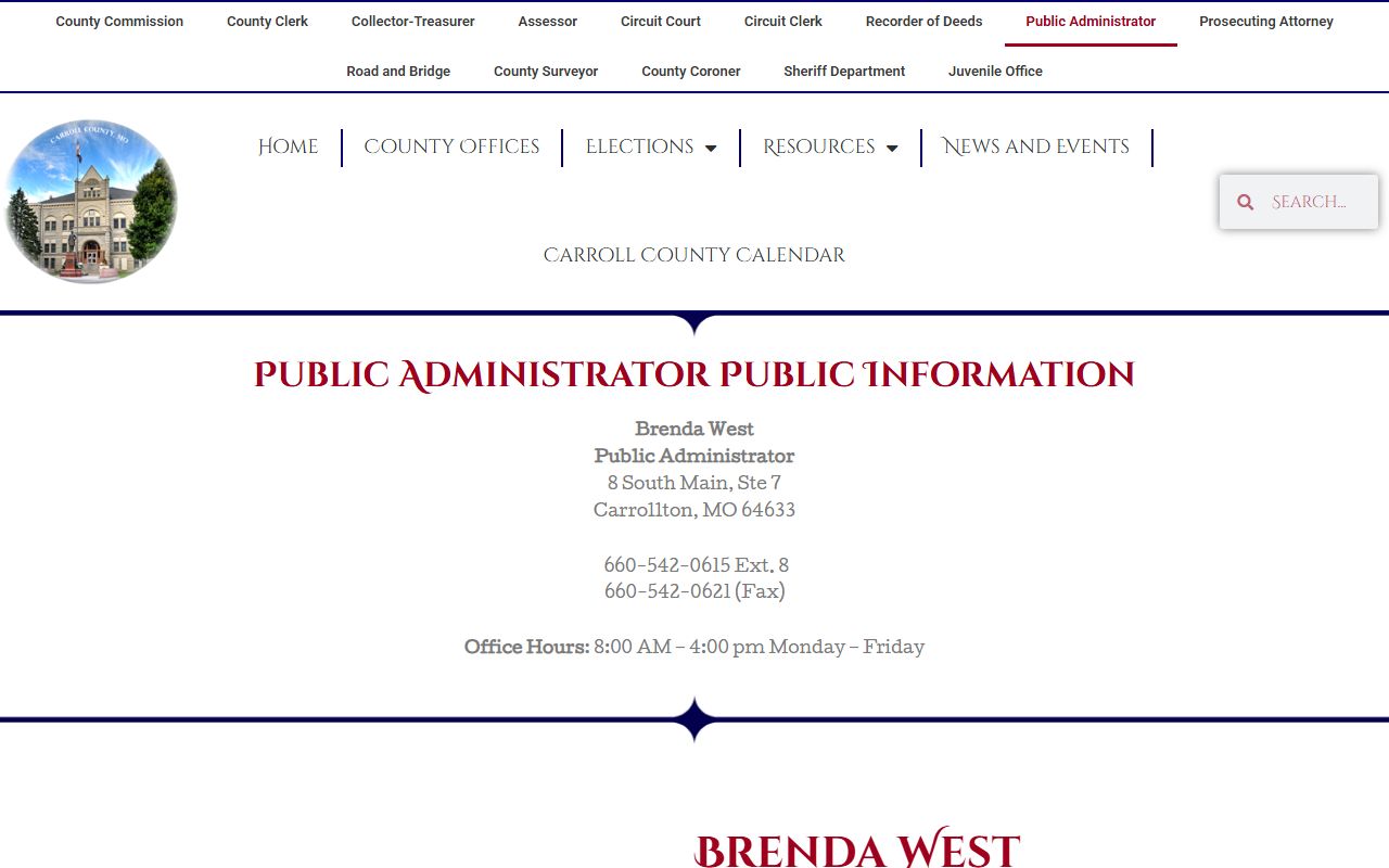 Carroll County Circuit Clerk probate public administrator records