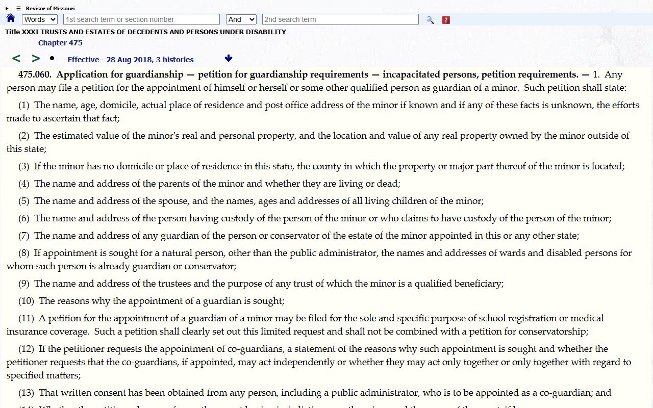 Carroll County probate records guardianship petition requirements